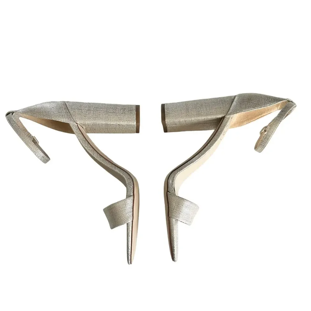 Sam Edelman Yaro Jute Metallic Ankle Strap Heel Sandals Size 9